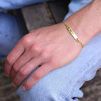 Bracelet d'identification gravable en argent sterling plaqué or 19 cm