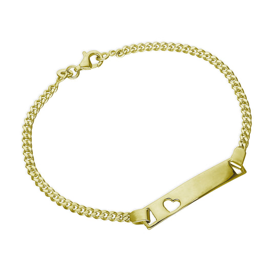 Bracelet d'identification gravable en argent sterling plaqué or 7,5 pouces