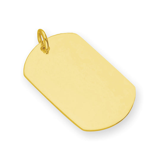 Breloque en forme de grande plaque d'identité en argent sterling plaqué or