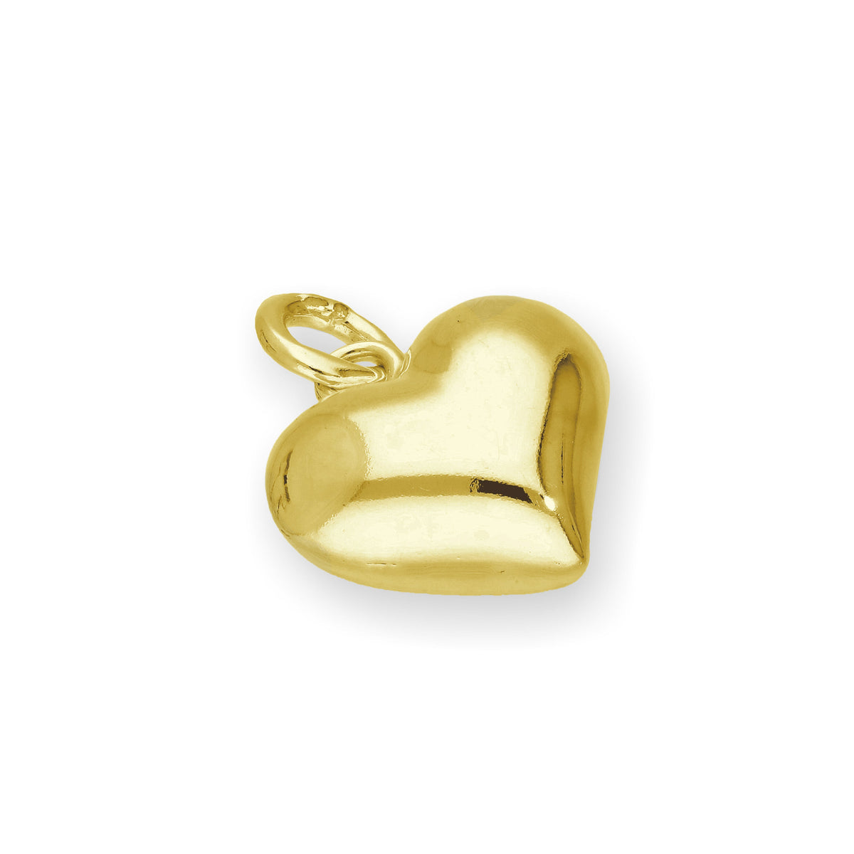 Breloque en forme de cœur gonflé en argent sterling plaqué or