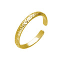 Bague d'orteil réglable martelée en argent sterling plaqué or