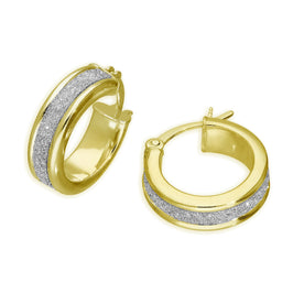 Boucles d'oreilles créoles givrées en argent sterling plaqué or de 15 mm