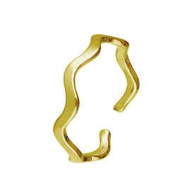 Bague d'orteil en argent sterling plaqué or avec bande ondulée