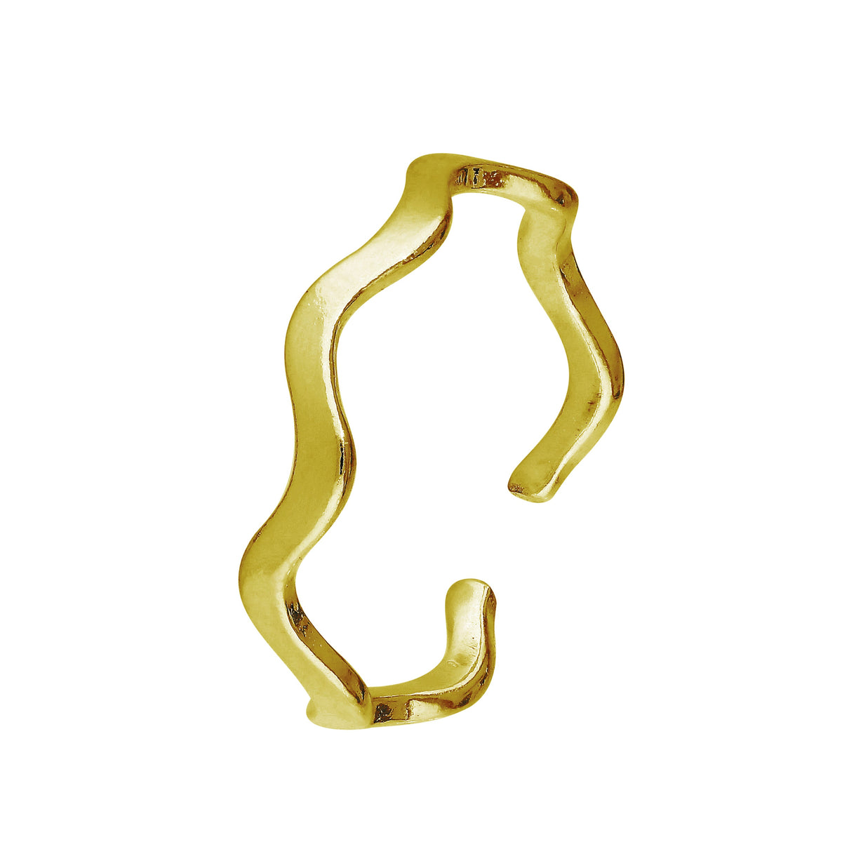 Bague d'orteil en argent sterling plaqué or avec bande ondulée