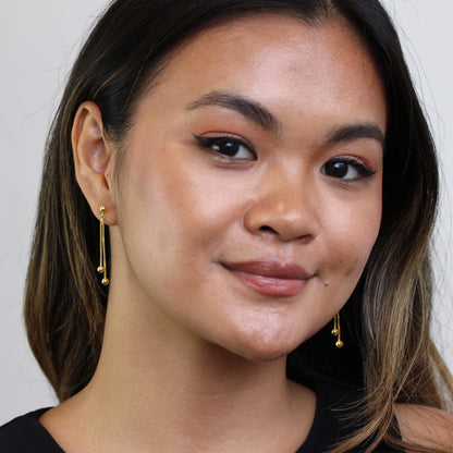 Boucles d'oreilles pendantes en argent sterling plaqué or