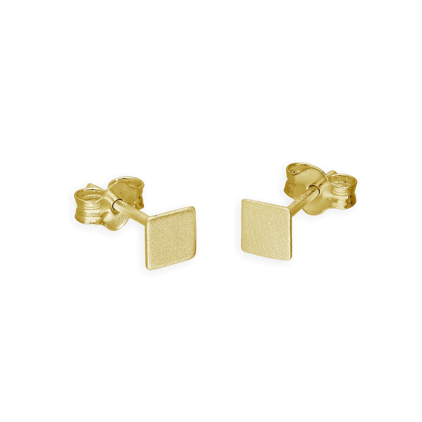 Boucles d'oreilles à tige carrées en argent sterling plaqué or de 4 mm