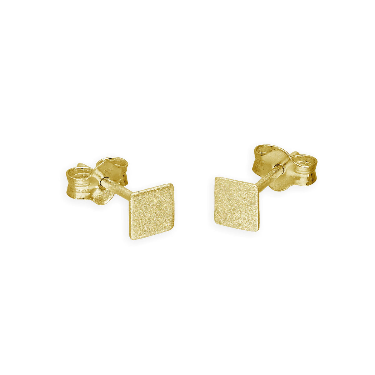 Boucles d'oreilles à tige carrées en argent sterling plaqué or de 4 mm