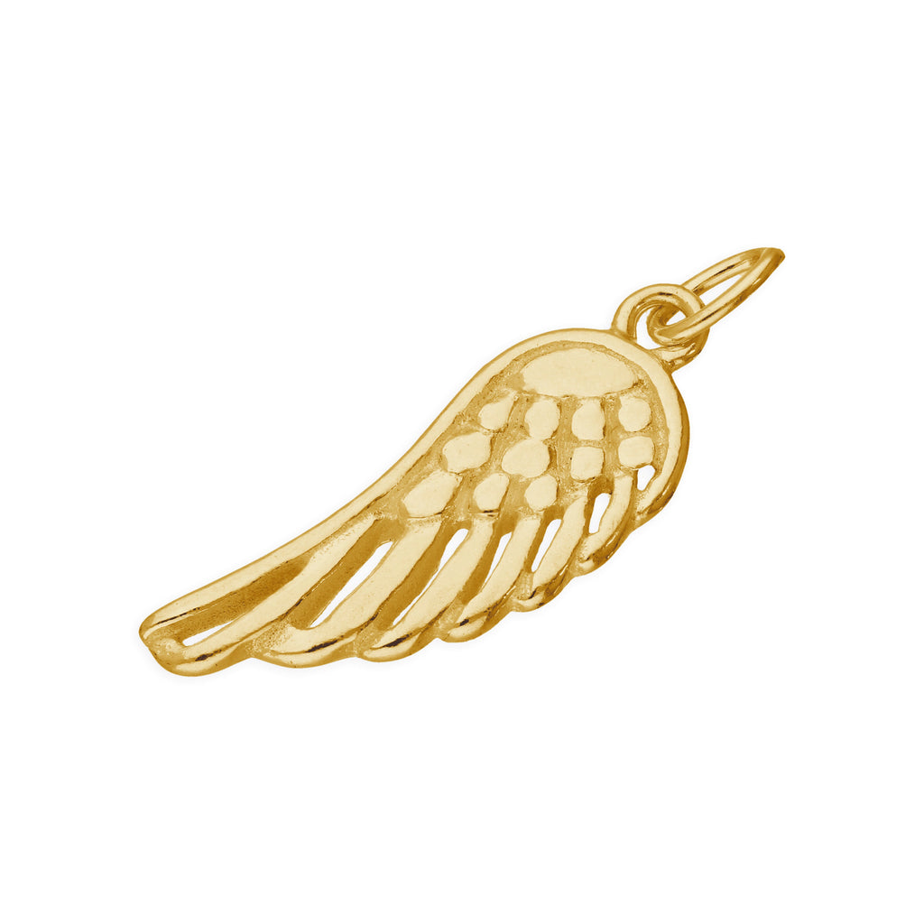 Breloque aile d'ange en argent sterling plaqué or