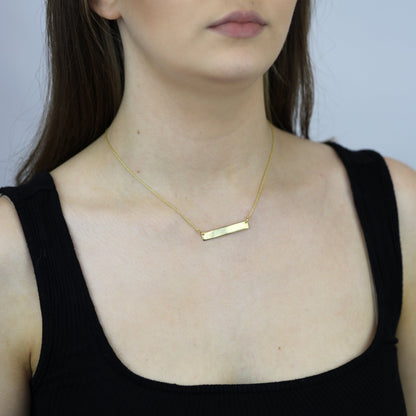 Collier en argent sterling plaqué or avec barre gravable de 40,6 cm
