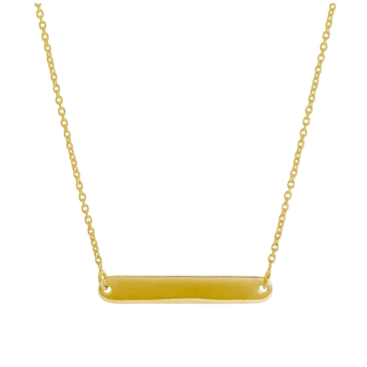Collier en argent sterling plaqué or avec barre gravable de 43 cm