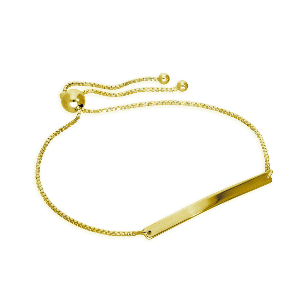 Bracelet réglable gravable en argent sterling plaqué or