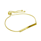 Bracelet réglable gravable en argent sterling plaqué or