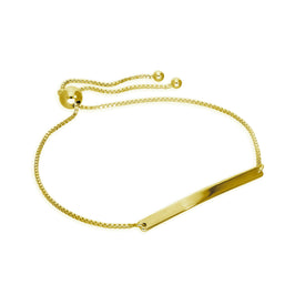 Bracelet réglable gravable en argent sterling plaqué or