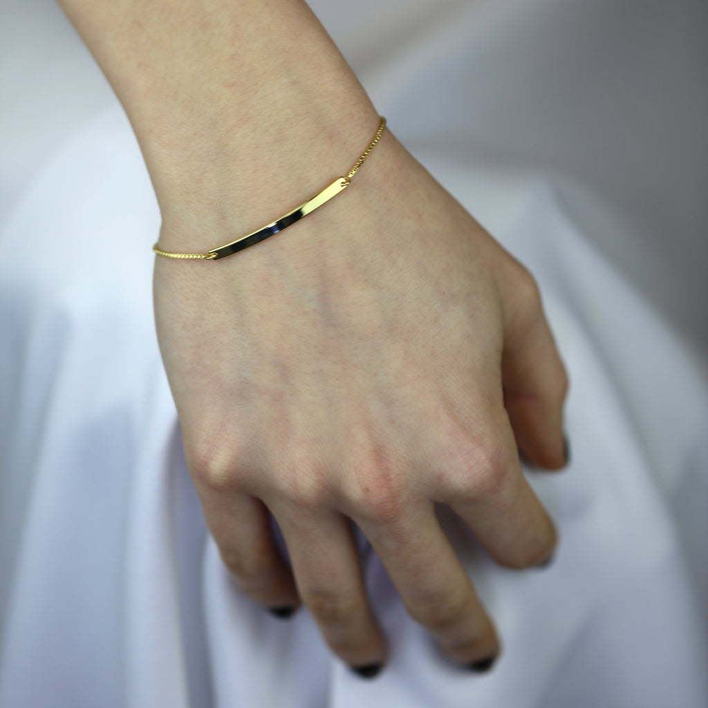 Bracelet réglable gravable en argent sterling plaqué or