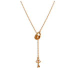 Collier pendentif cadenas à clé en argent sterling plaqué or rose