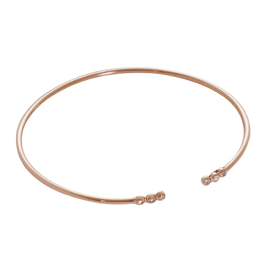 Bracelet manchette en argent sterling plaqué or rose avec minuscule zircone cubique rond