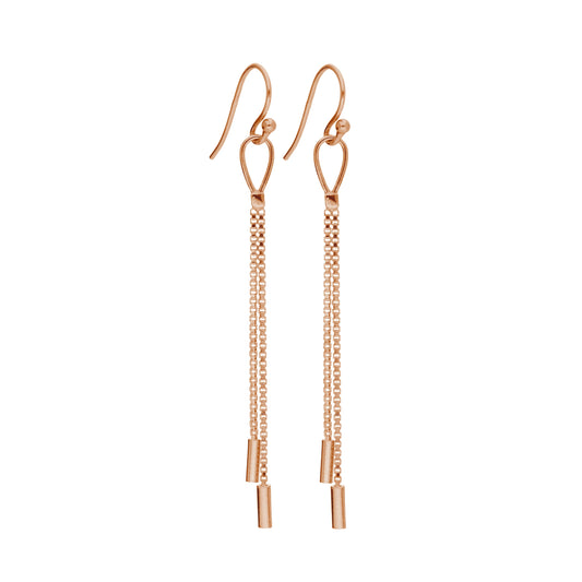 Boucles d'oreilles pendantes à double pompon en argent sterling plaqué or rose