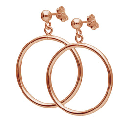 Boucles d'oreilles pendantes en argent sterling plaqué or rose avec boules circulaires