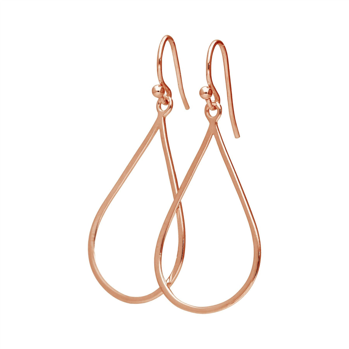 Grandes boucles d'oreilles en argent sterling plaqué or rose en forme de larme