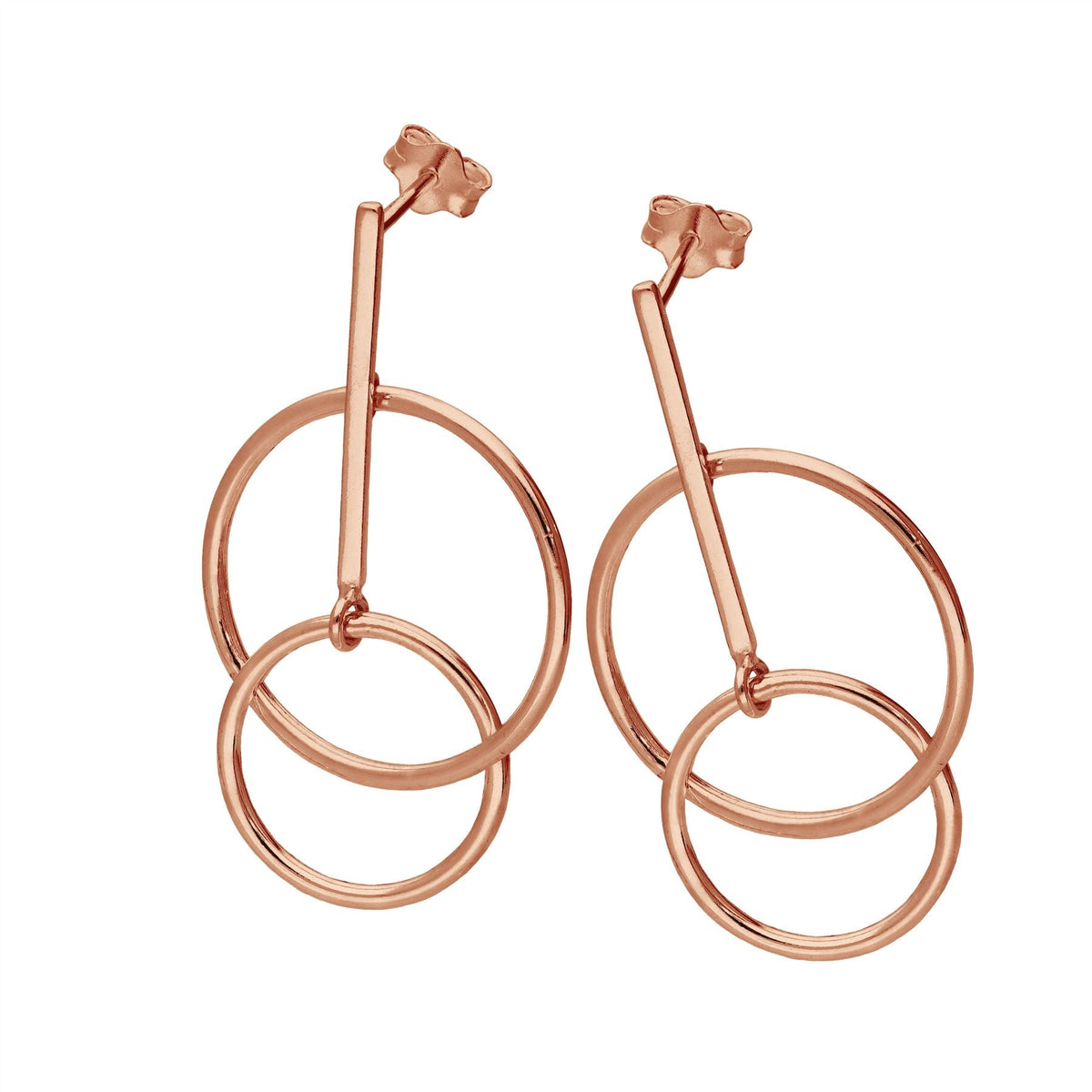 Boucles d'oreilles à double cercle en argent sterling plaqué or rose