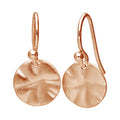 Boucles d'oreilles pendantes en argent sterling plaqué or rose avec disque martelé