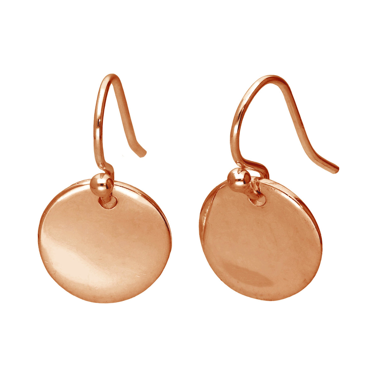 Boucles d'oreilles pendantes rondes en argent sterling plaqué or rose