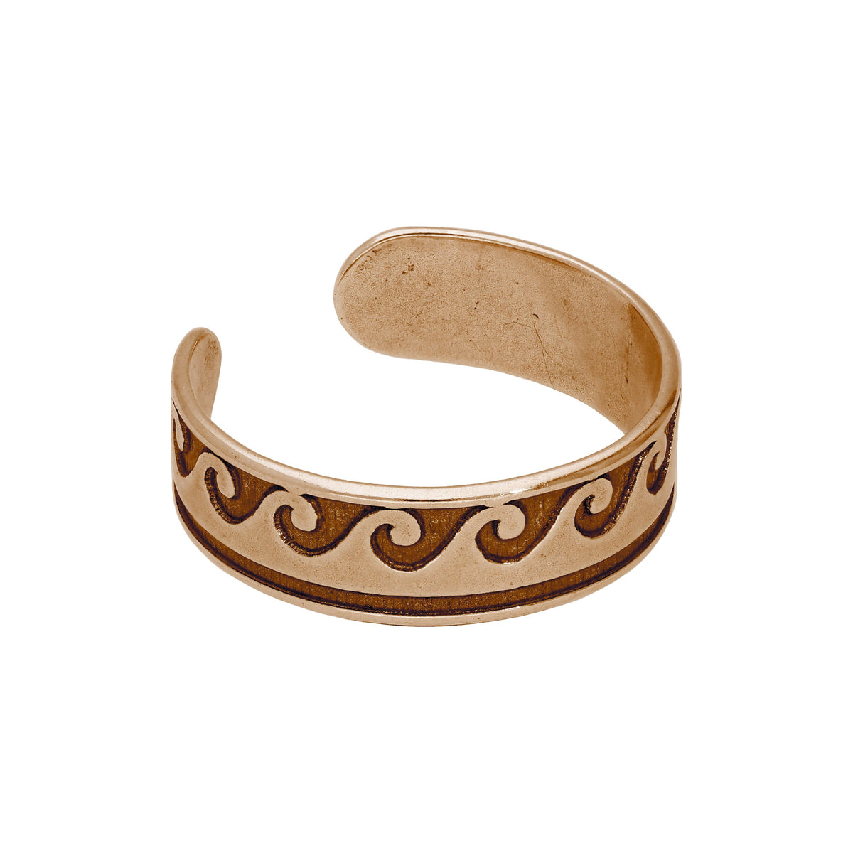 Bague d'orteil en argent sterling plaqué or rose motif vagues