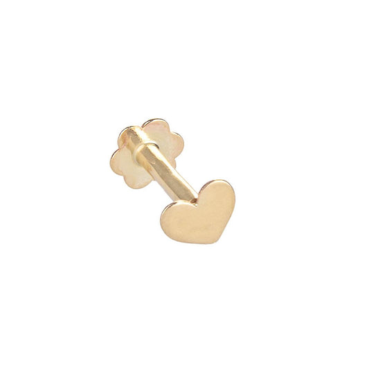Piercing labret en or 9 carats pour cartilage et cœur