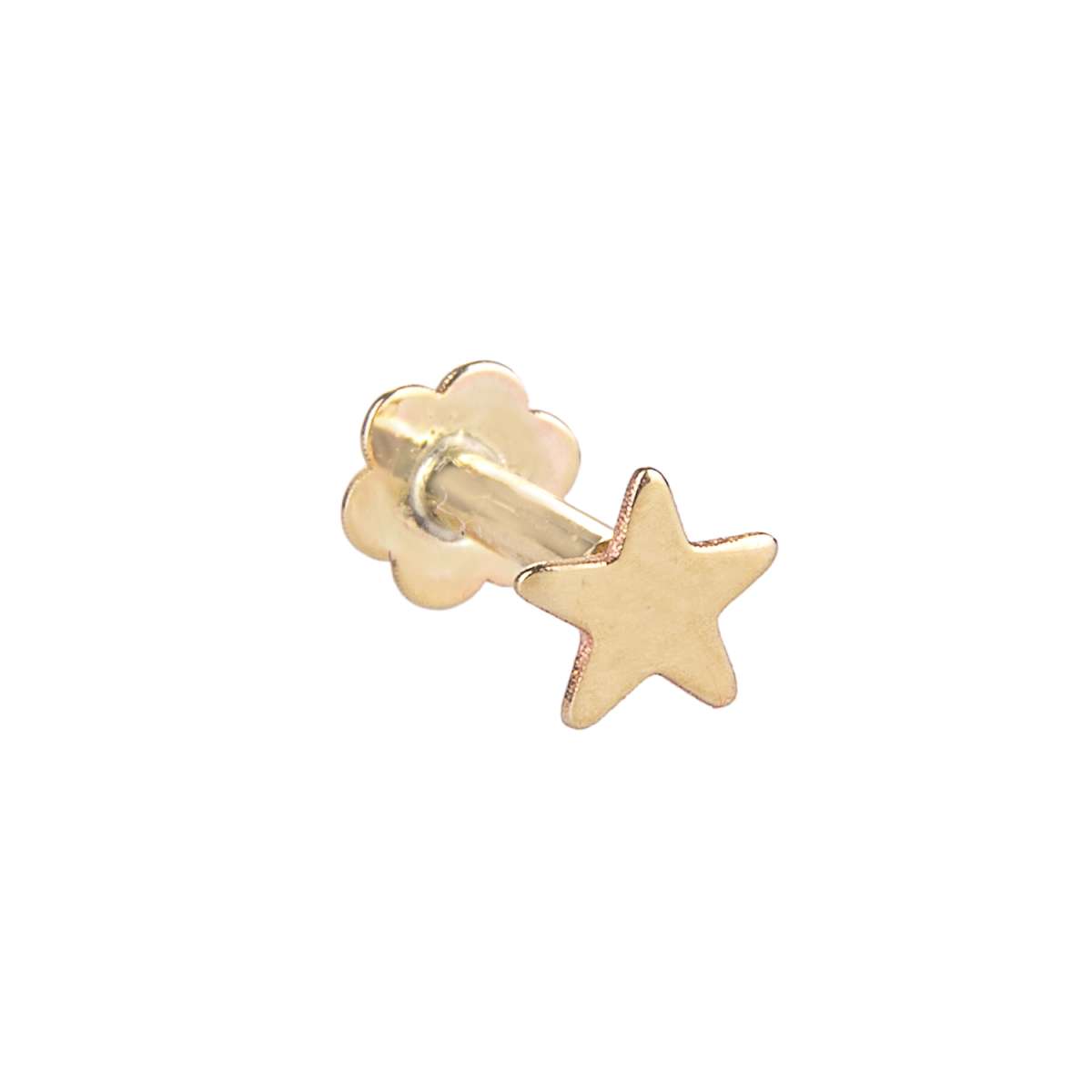 Piercing labret en or 9 carats avec étoile