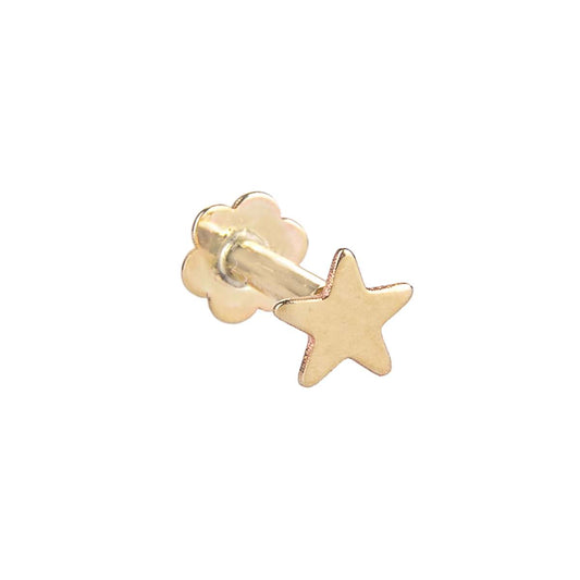 Piercing labret en or 9 carats avec étoile