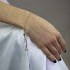 Bracelet réglable en argent sterling plaqué or rose avec perles