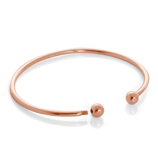Bracelet jonc ouvert en argent sterling plaqué or rose pour homme