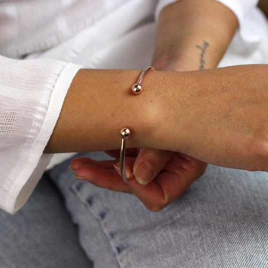 Bracelet jonc ouvert en argent sterling plaqué or rose pour homme