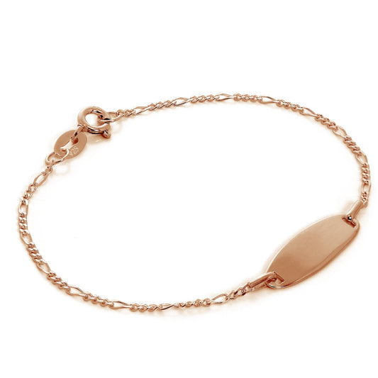 Bracelet d'identification gravable en argent sterling plaqué or rose
