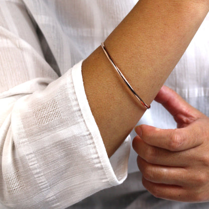 Bracelet simple en argent sterling plaqué or rose de 3 mm