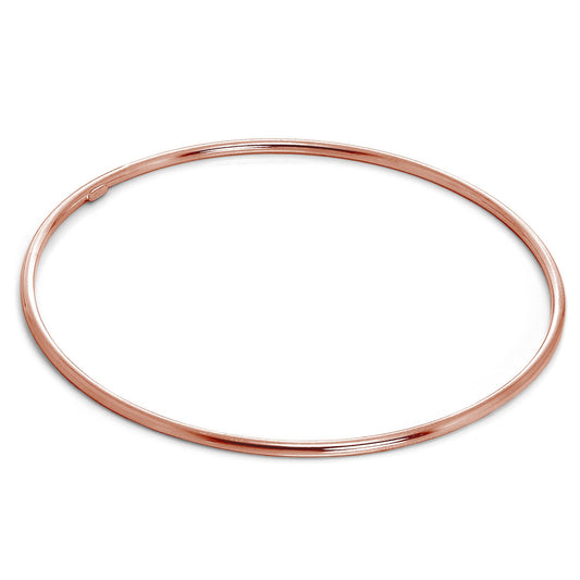 Bracelet jonc empilable en argent sterling léger plaqué or rose de 2 mm