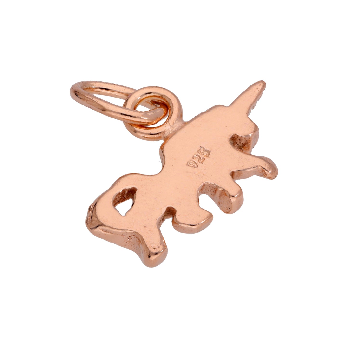 Petite breloque licorne en argent sterling plaqué or rose