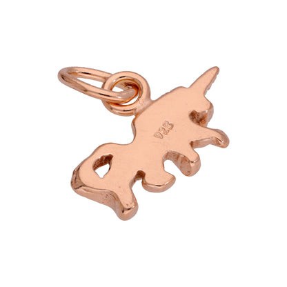 Petite breloque licorne en argent sterling plaqué or rose