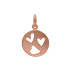 Petite breloque cœur ronde en argent sterling plaqué or rose