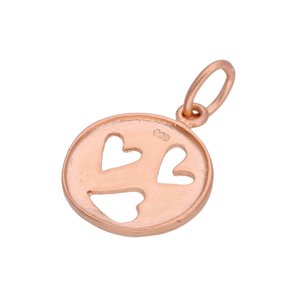 Petite breloque cœur ronde en argent sterling plaqué or rose