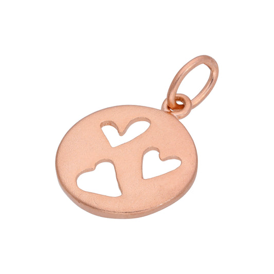 Petite breloque cœur ronde en argent sterling plaqué or rose