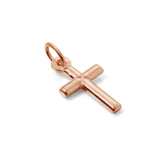 Petite breloque croix en argent sterling plaqué or rose
