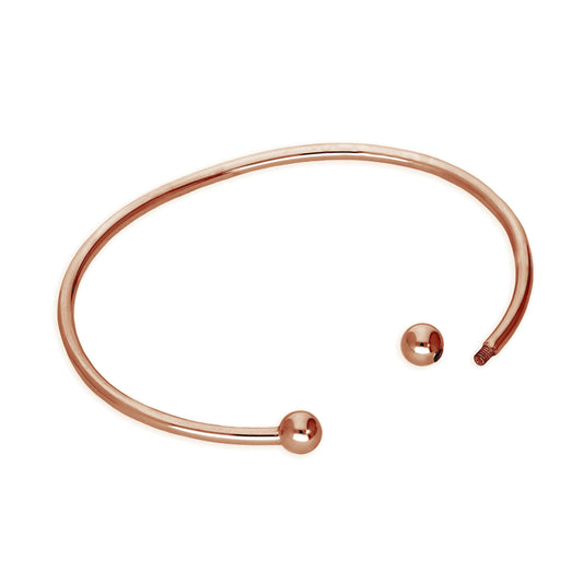 Bracelet jonc ouvert en argent sterling plaqué or rose pour femme