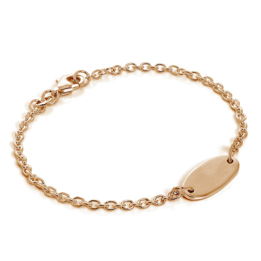 Bracelet d'identification gravable en argent sterling plaqué or rose 6 pouces