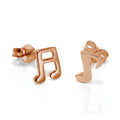Boucles d'oreilles à tige en argent sterling plaqué or rose avec notes de musique