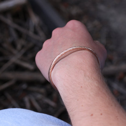 Bracelet jonc torsadé en argent sterling plaqué or rose pour homme
