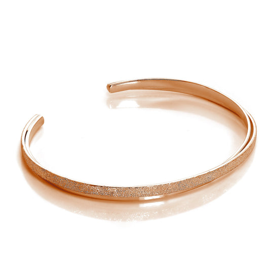 Bracelet jonc double bande givré en argent sterling plaqué or rose