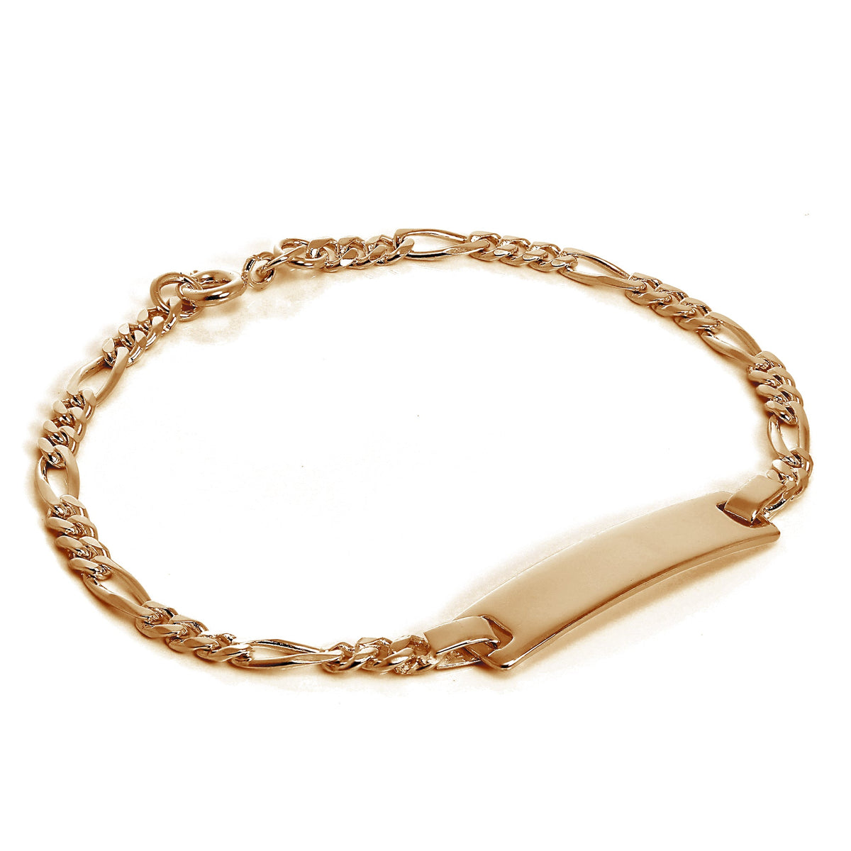 Bracelet d'identification en argent sterling plaqué or rose de 15 cm
