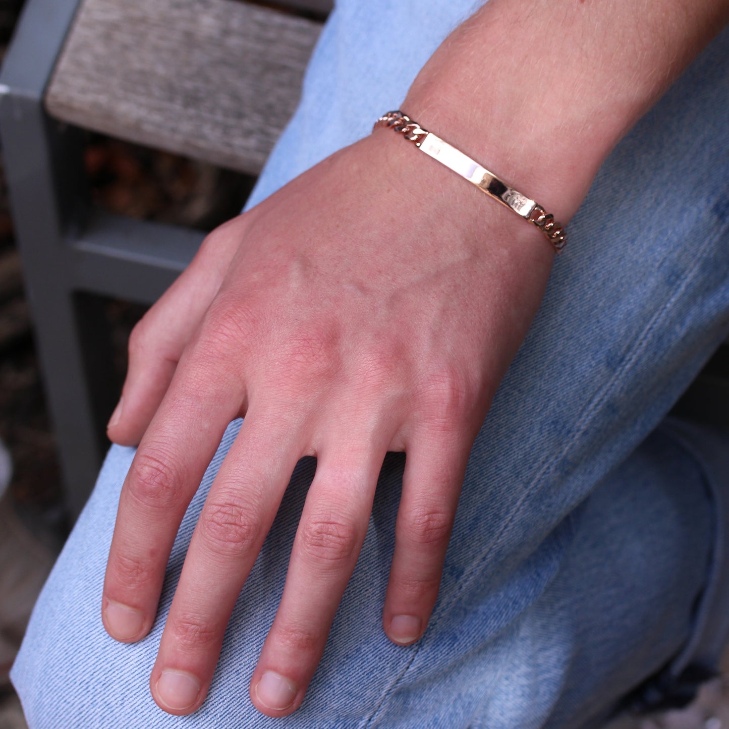 Bracelet gourmette en argent sterling plaqué or rose de 7 mm