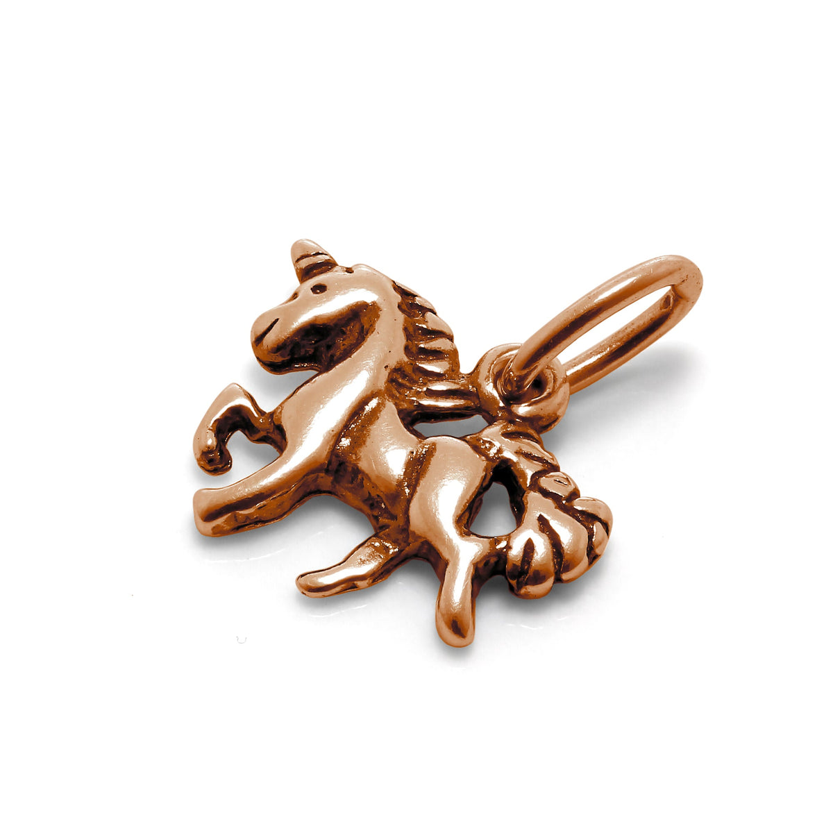 Petite breloque licorne en argent sterling plaqué or rose